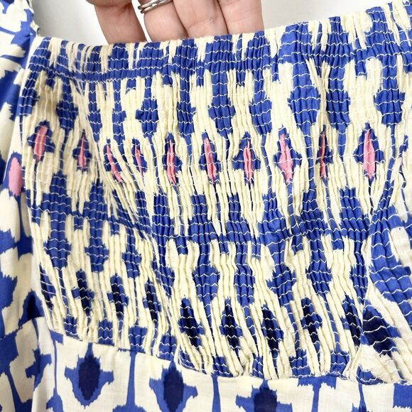 Zara Midi Maxi Dress Blue Ivory Pink Blogger Fave Women’s XL Puff Sleeve - Picture 8 of 15